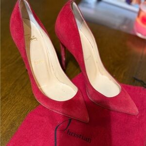Christian Louboutin Red Suede Pointed Toe Stilettos